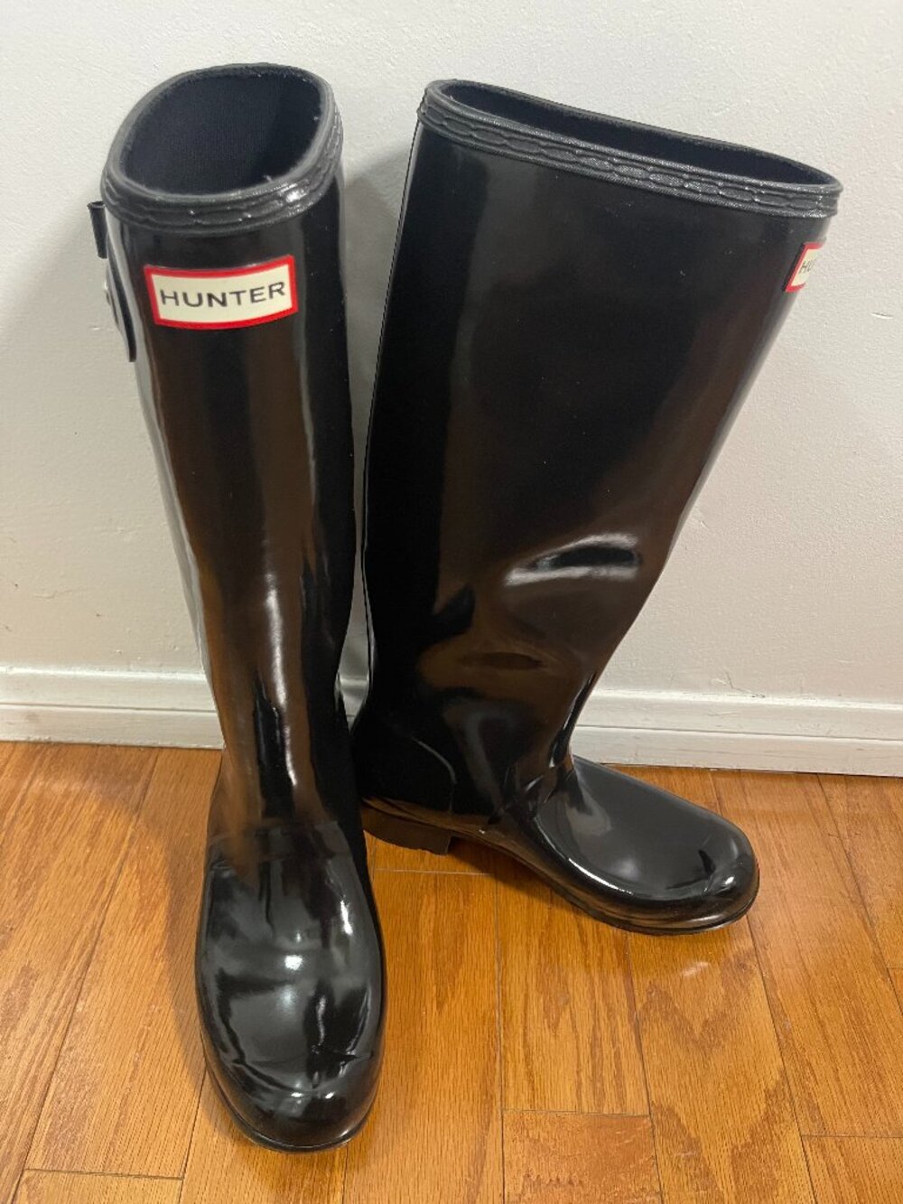 Hunter Original Tall Gloss Black Rain Boots Size 8
